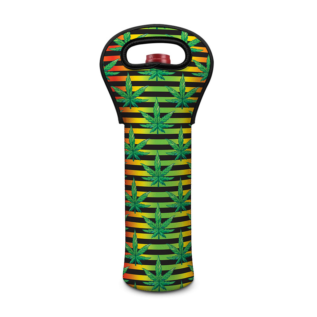 Rasta Striped Pattern Print Single Neoprene Wine Tote