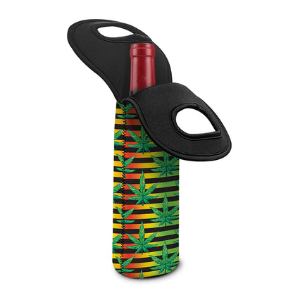 Rasta Striped Pattern Print Single Neoprene Wine Tote