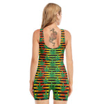 Rasta Striped Pattern Print Sleeveless One Piece Swimsuit