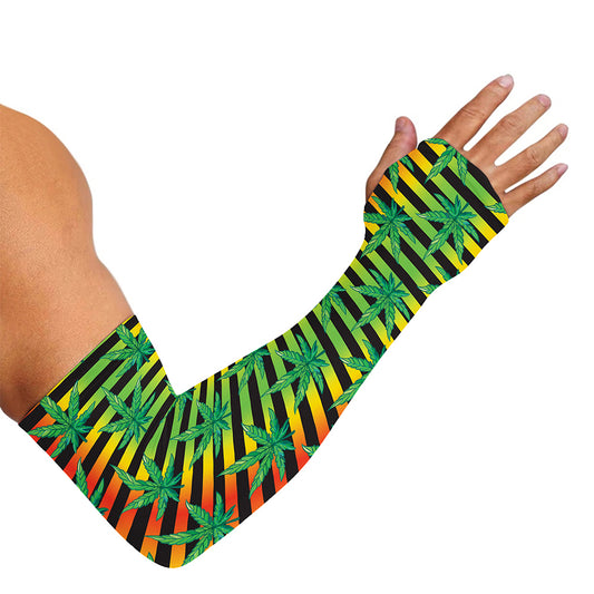 Rasta Striped Pattern Print Sun Protection Arm Sleeves