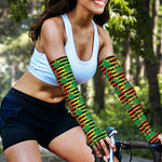 Rasta Striped Pattern Print Sun Protection Arm Sleeves