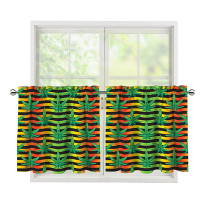 Rasta Striped Pattern Print Tier Curtains
