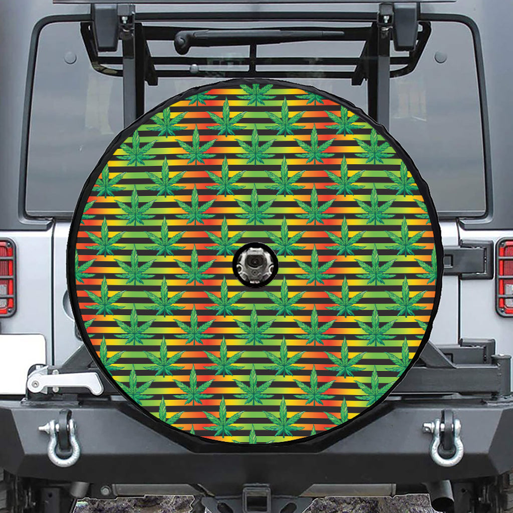 Rasta Striped Pattern Print Tire Cover With Camera Hole