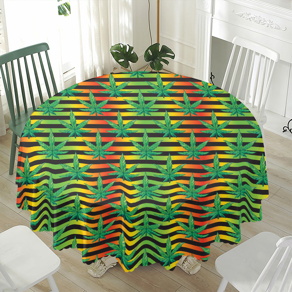 Rasta Striped Pattern Print Waterproof Round Tablecloth