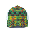 Rasta Striped Pattern Print White Mesh Trucker Hat