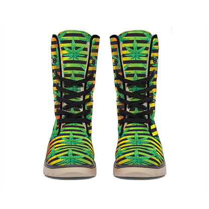 Rasta Striped Pattern Print Winter Boots