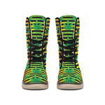 Rasta Striped Pattern Print Winter Boots