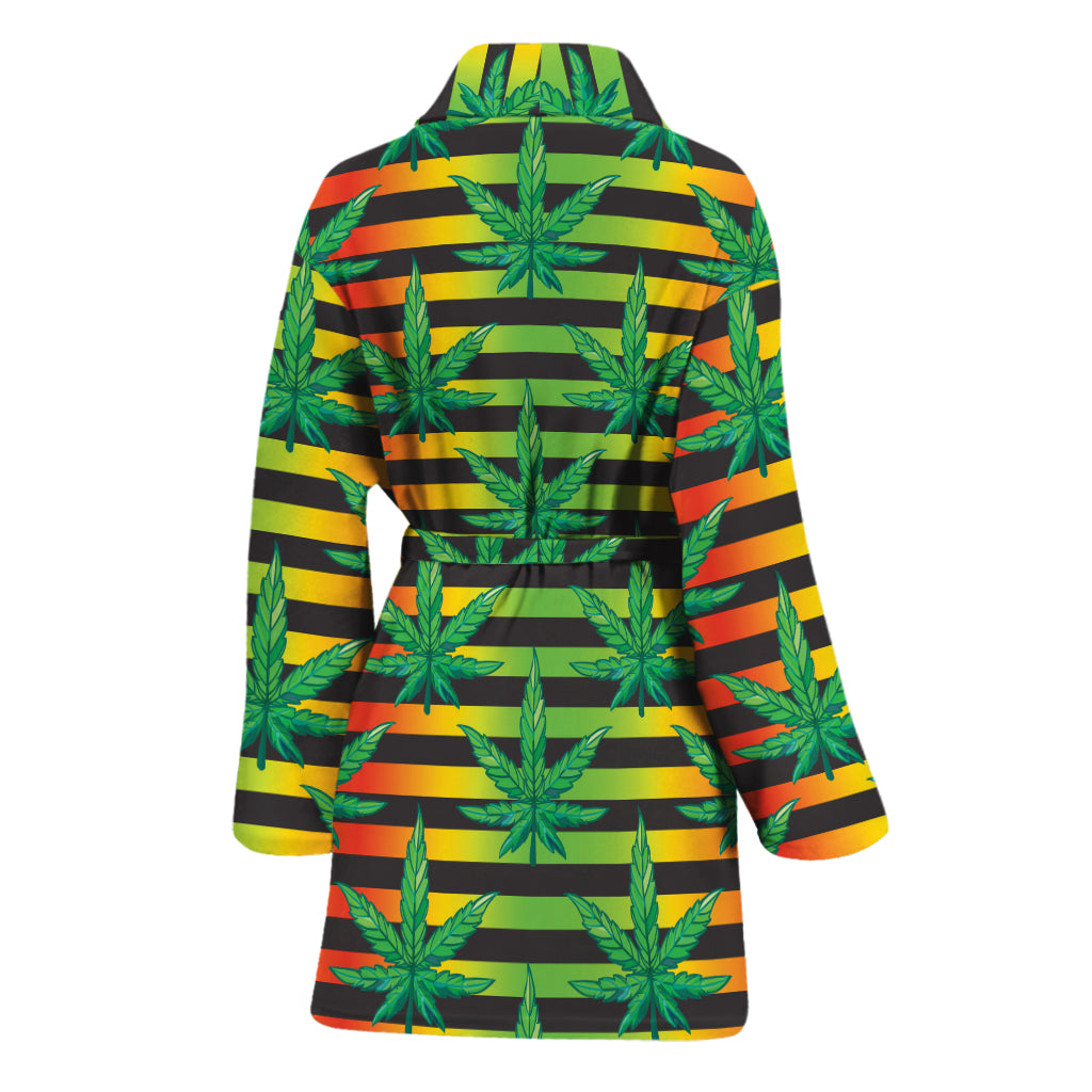 Rasta Striped Pattern Print Women's Bathrobe