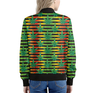 Rasta Striped Pattern Print Women's Bomber Jacket