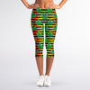 Rasta Striped Pattern Print Women's Capri Leggings