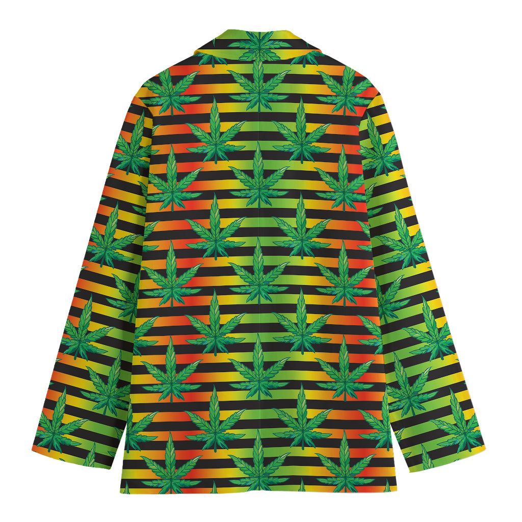 Rasta Striped Pattern Print Women's Cotton Blazer