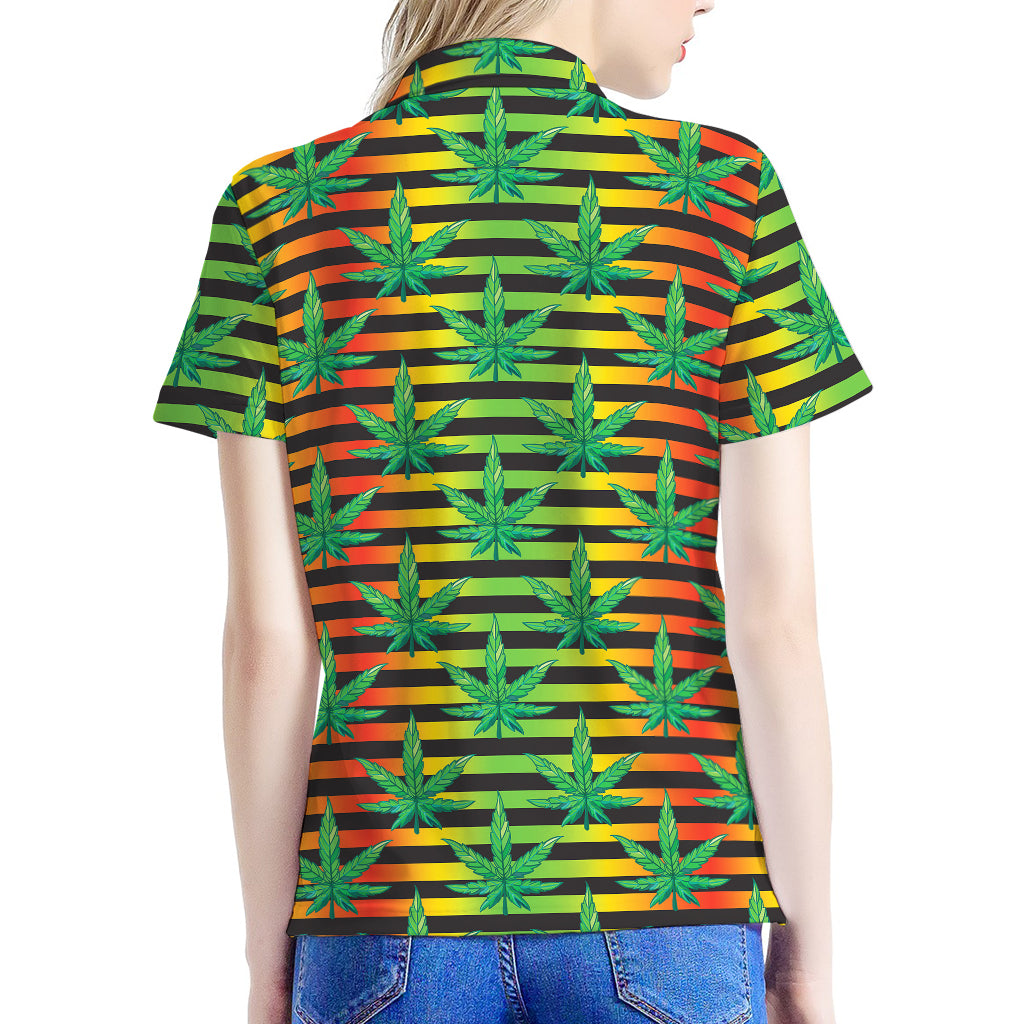 Rasta Striped Pattern Print Women's Polo Shirt