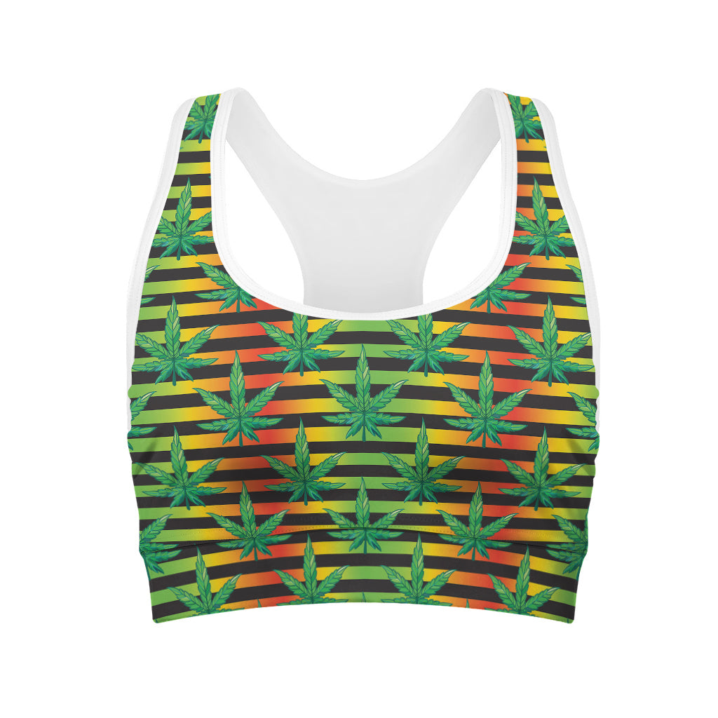 Rasta Striped Pattern Print Women's Sports Bra