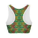 Rasta Striped Pattern Print Women's Sports Bra