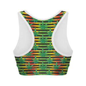 Rasta Striped Pattern Print Women's Sports Bra