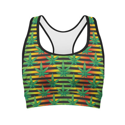 Rasta Striped Pattern Print Women's Sports Bra