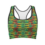 Rasta Striped Pattern Print Women's Sports Bra