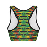 Rasta Striped Pattern Print Women's Sports Bra