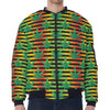 Rasta Striped Pattern Print Zip Sleeve Bomber Jacket