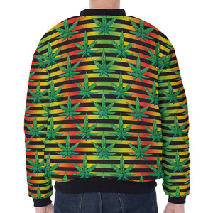 Rasta Striped Pattern Print Zip Sleeve Bomber Jacket