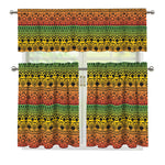 Rasta Tribal Pattern Print 3 Piece Kitchen Curtains