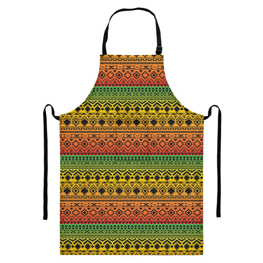 Rasta Tribal Pattern Print Bib Apron With Pocket