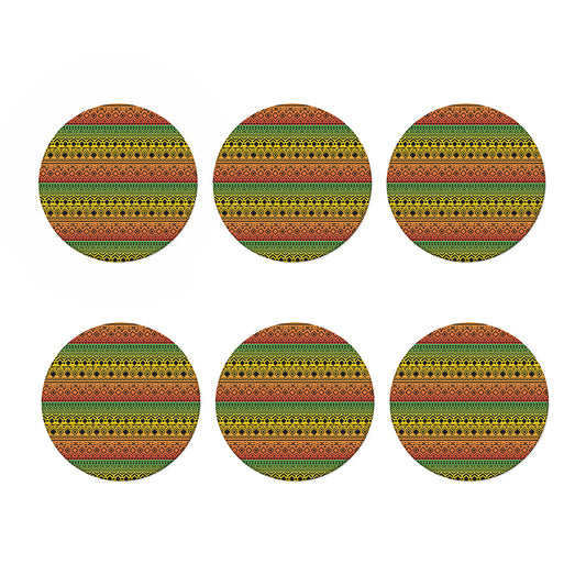 Rasta Tribal Pattern Print Coaster Set