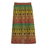 Rasta Tribal Pattern Print Cotton Front Slit Maxi Skirt