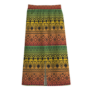 Rasta Tribal Pattern Print Cotton Front Slit Maxi Skirt