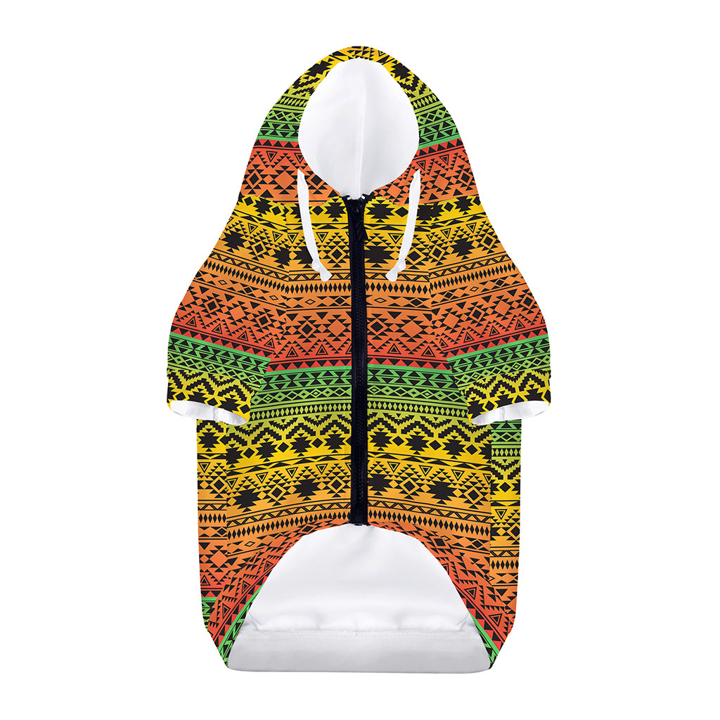 Rasta Tribal Pattern Print Dog Zip Up Hoodie
