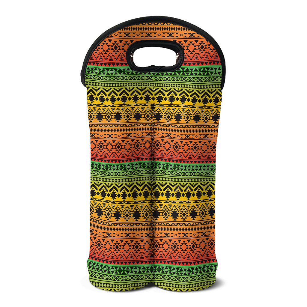 Rasta Tribal Pattern Print Double Neoprene Wine Tote