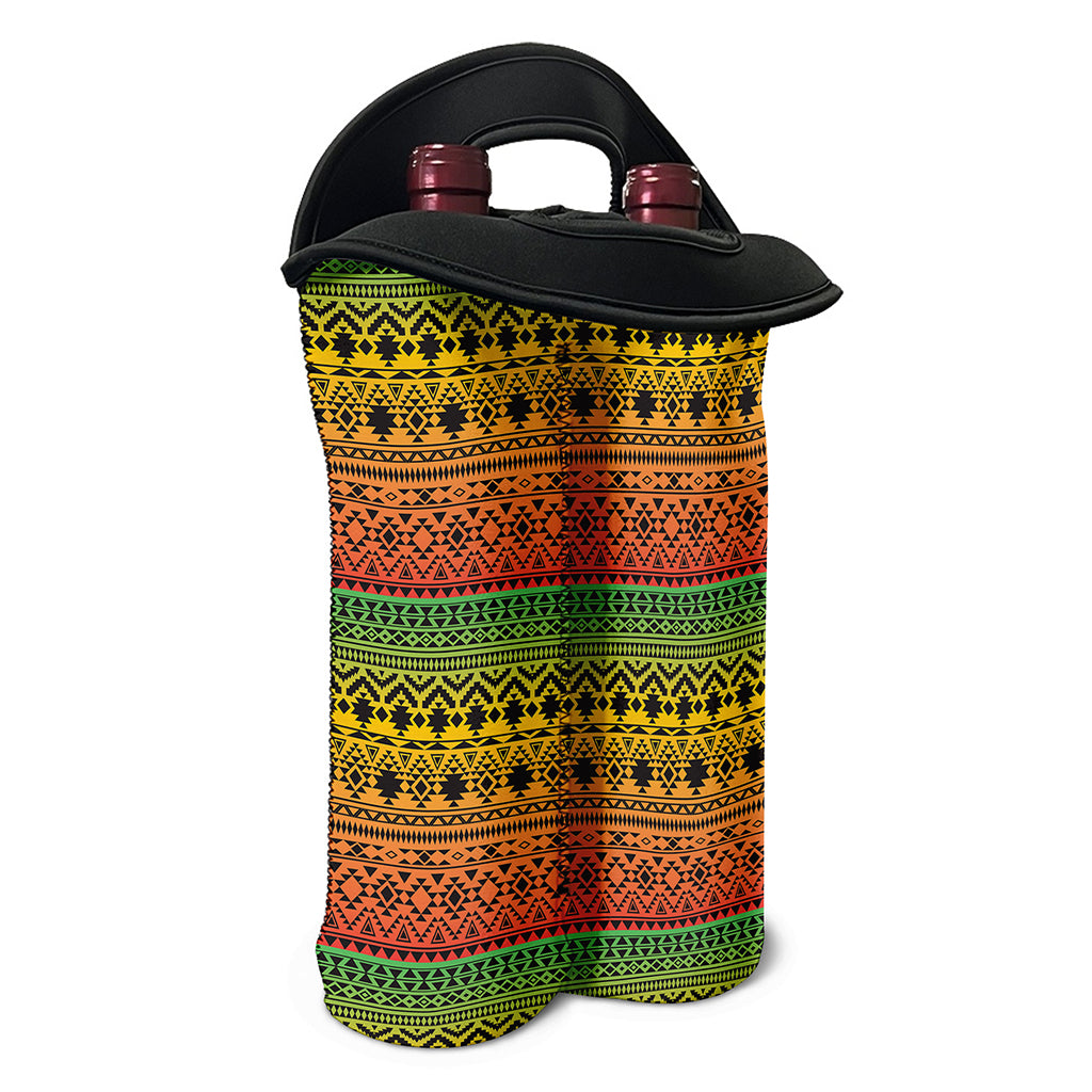 Rasta Tribal Pattern Print Double Neoprene Wine Tote