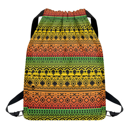 Rasta Tribal Pattern Print Drawstring Backpack