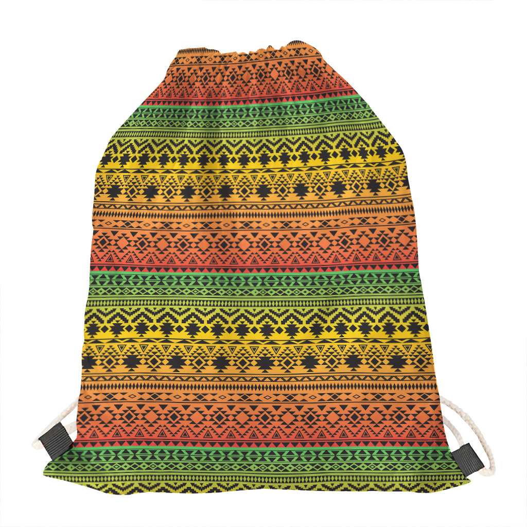 Rasta Tribal Pattern Print Drawstring Bag