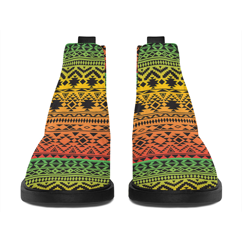 Rasta Tribal Pattern Print Flat Ankle Boots