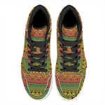 Rasta Tribal Pattern Print High Top Leather Sneakers
