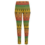 Rasta Tribal Pattern Print High-Waisted Pocket Leggings