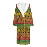 Rasta Tribal Pattern Print Hooded Bathrobe