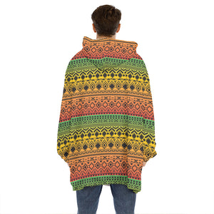 Rasta Tribal Pattern Print Hoodie Blanket