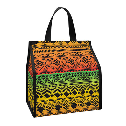 Rasta Tribal Pattern Print Insulated Lunch Tote