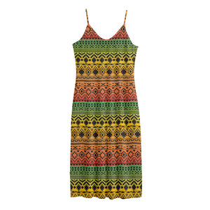 Rasta Tribal Pattern Print Jersey Midi Cami Dress