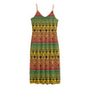 Rasta Tribal Pattern Print Jersey Midi Cami Dress