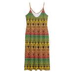 Rasta Tribal Pattern Print Jersey Midi Cami Dress