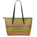 Rasta Tribal Pattern Print Leather Tote Bag With Zipper