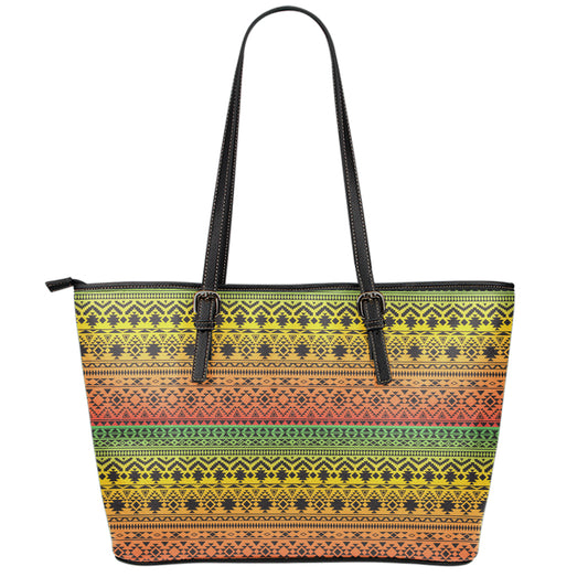 Rasta Tribal Pattern Print Leather Tote Bag