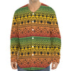 Rasta Tribal Pattern Print Long Sleeve Baseball Jersey