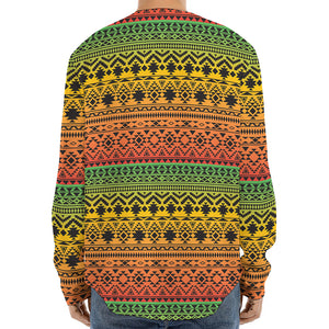 Rasta Tribal Pattern Print Long Sleeve Baseball Jersey