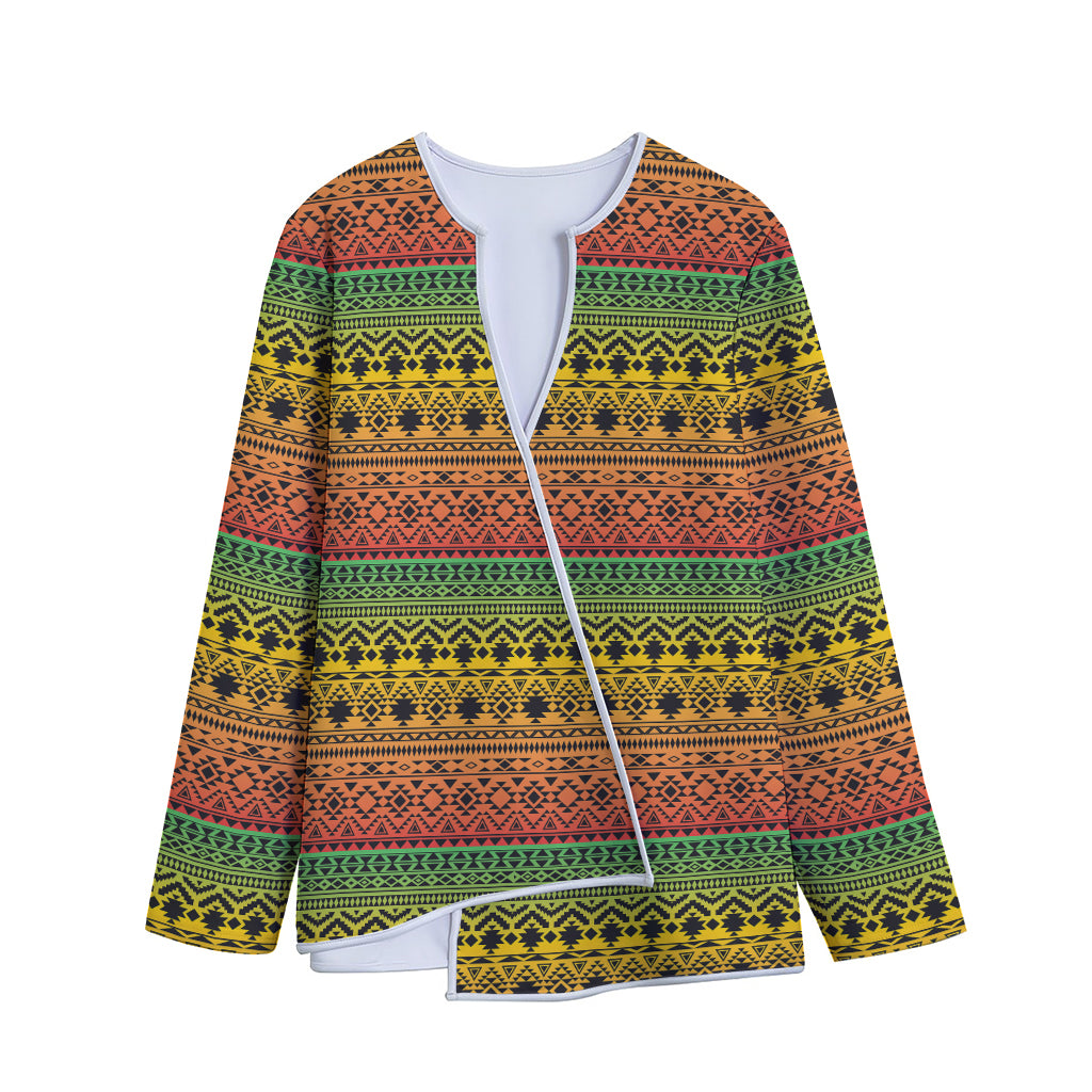 Rasta Tribal Pattern Print Long Sleeve Short Coat