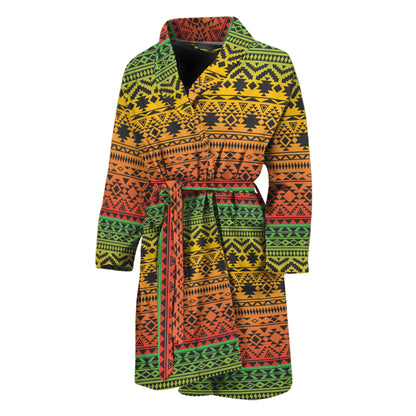 Rasta Tribal Pattern Print Men's Bathrobe