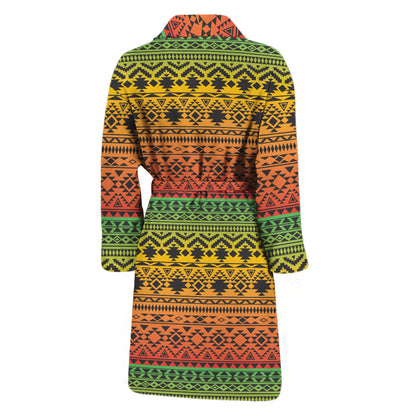 Rasta Tribal Pattern Print Men's Bathrobe